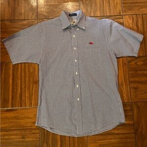 Perlis Blue and White Checkered Button-Up Shirt